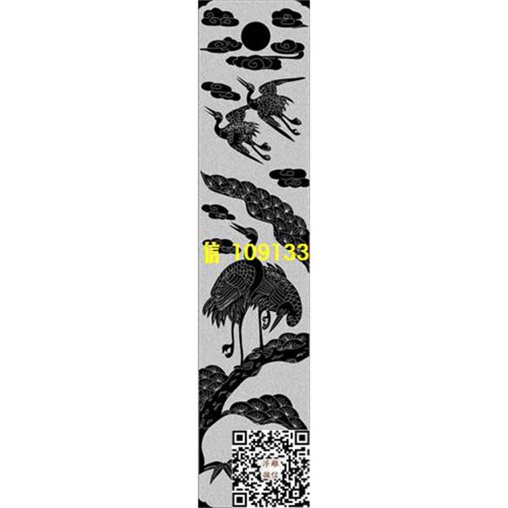 精雕图1松鹤栏板精雕图线雕图线条图单线铣底图_电脑雕刻plt文泰矢量图精雕图浮雕图